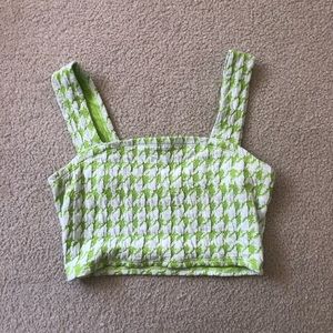 Urban Outfitters Green Houndstooth Crop top medium